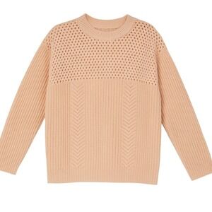 La Miel Sweater Womens M‎ Pink Open Knit Soft Pullover Cottagecore Casual Cozy
